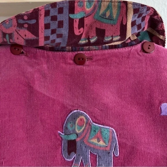 Vintage ILK Button Up Elephant Heart Pattern Print Blouse.Scarf Interchangeable. - Picture 6 of 9